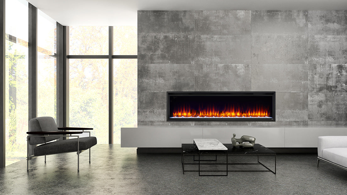Simplifire 72" Allusion Platinum Recessed Linear Electric Fireplace
