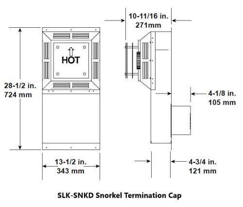 SL snorkel cap adds 14 vertical rise includes firestop