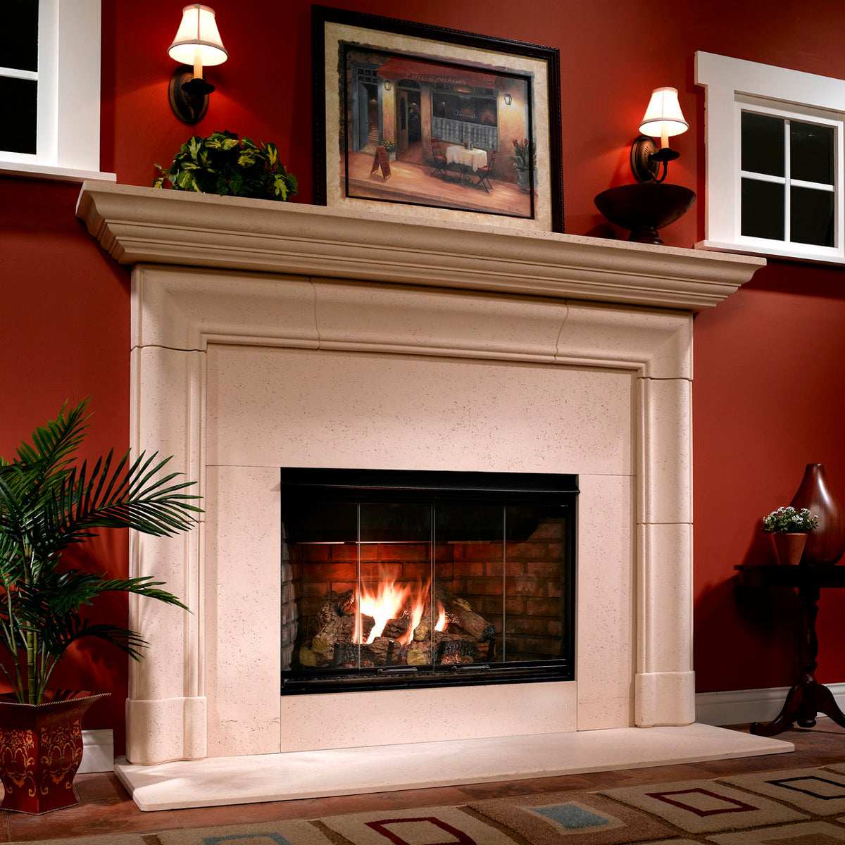 Majestic Reveal 36 B-Vent Traditional Gas Fireplace - Open Hearth, Radiant Unit with IntelliFire NG with Traditional Brick Refractory