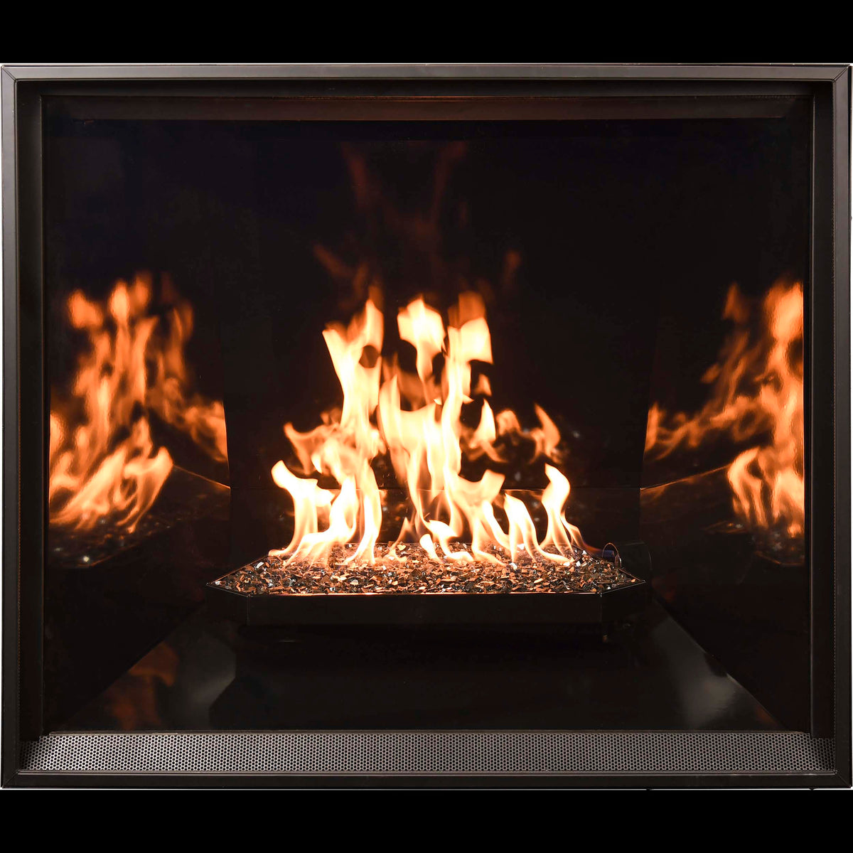 Shown with Black Porcelain Panel (For reference only. See-Thru burner not as pictured)