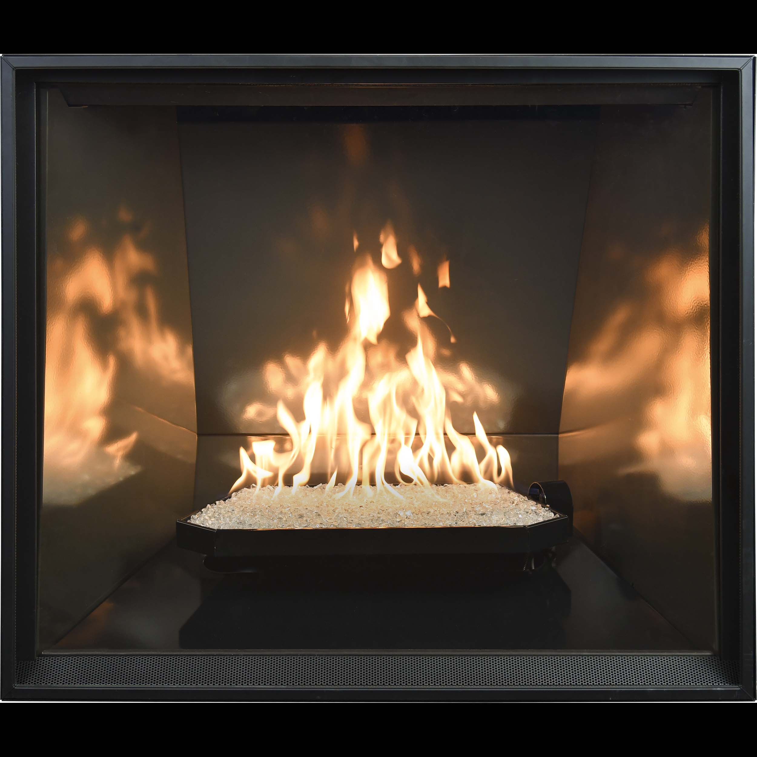 Shown with Twilight Glass Media and Titanium Panel (For reference only. See-Thru burner not as pictured)
