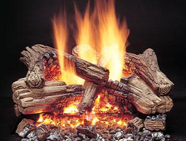 Majestic Duzy 3 Vented Gas Log Set - 6-Piece Refractory Cement Log Set - Burner-Hearth Kit