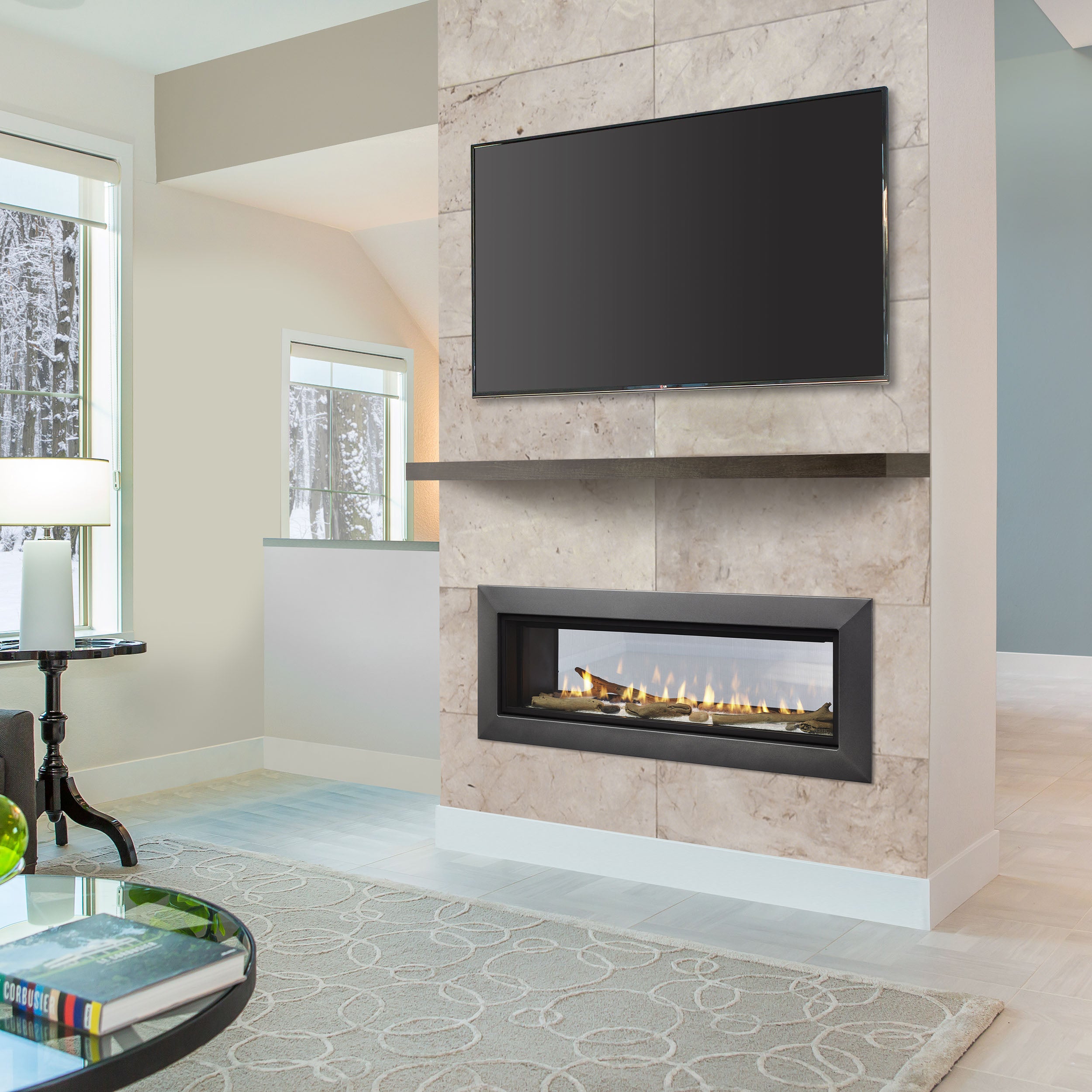 Majestic Echelon II 48 See-Through Direct Vent Linear Gas Fireplace with IntelliFire Touch Ignition System NG