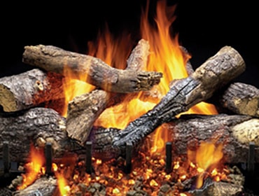 Majestic Fireside Grand Oak Outdoor Gas Log Set - 3 Tier - Burner-Hearth Kit