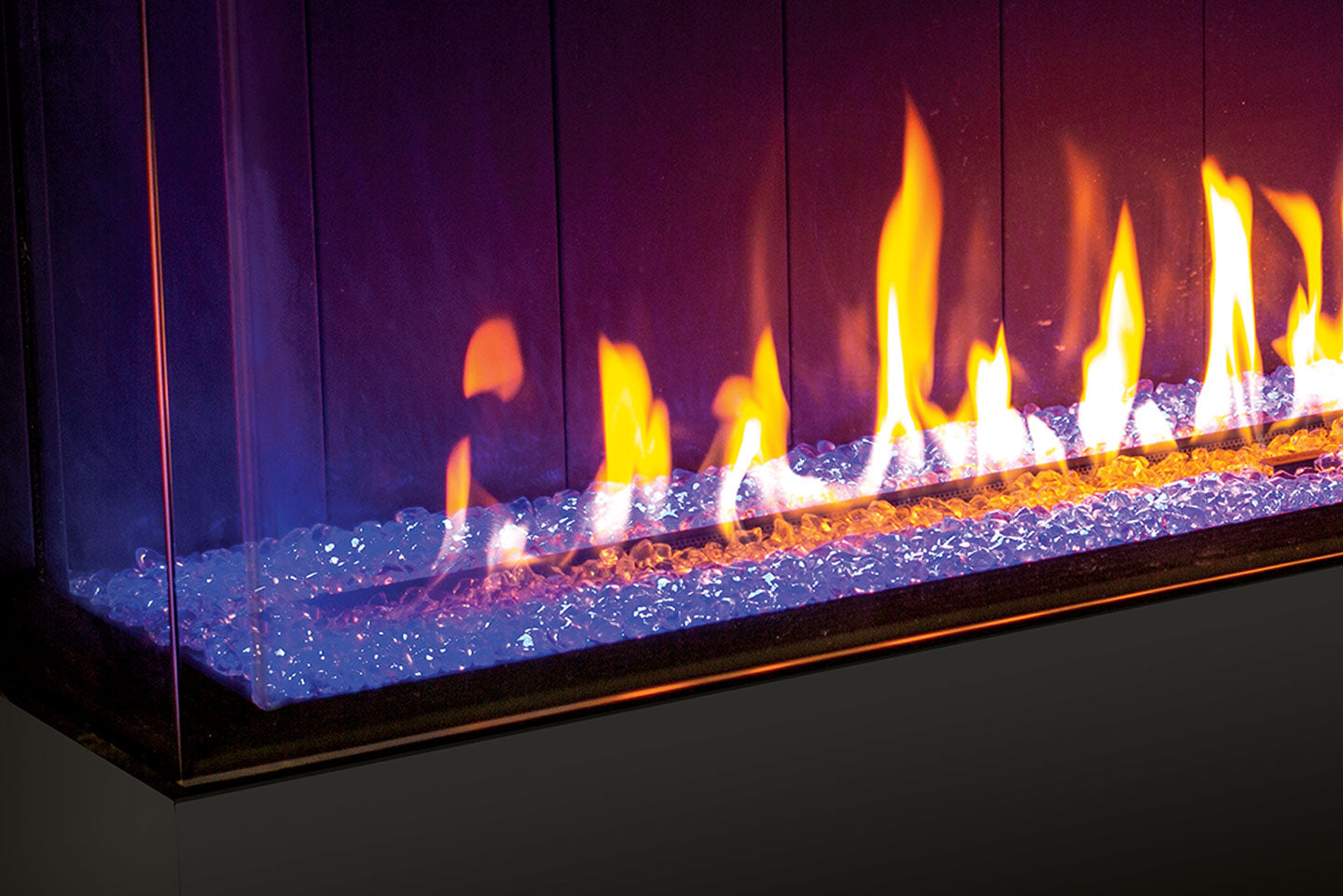 Urbana U50 Tall Glass Linear Gas Fireplace IPI, w/Color LEDs, Painted Liner & Clear Glass Media - Direct Vent